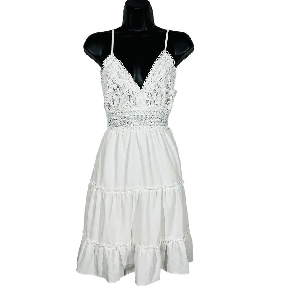 NEW! Ecowish Crochet Halter Dress Strappy White Casual Spring - S